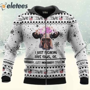 I Just Freaking Love Cows OK 3D All Over Print Christmas Sweatshirt 4