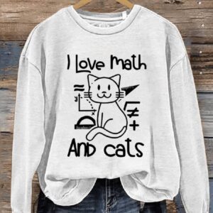 I Love Math And Cats Math Teacher Casual Print Sweatshirt1