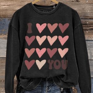 I Love You Valentines Day Casual Print Sweatshirt