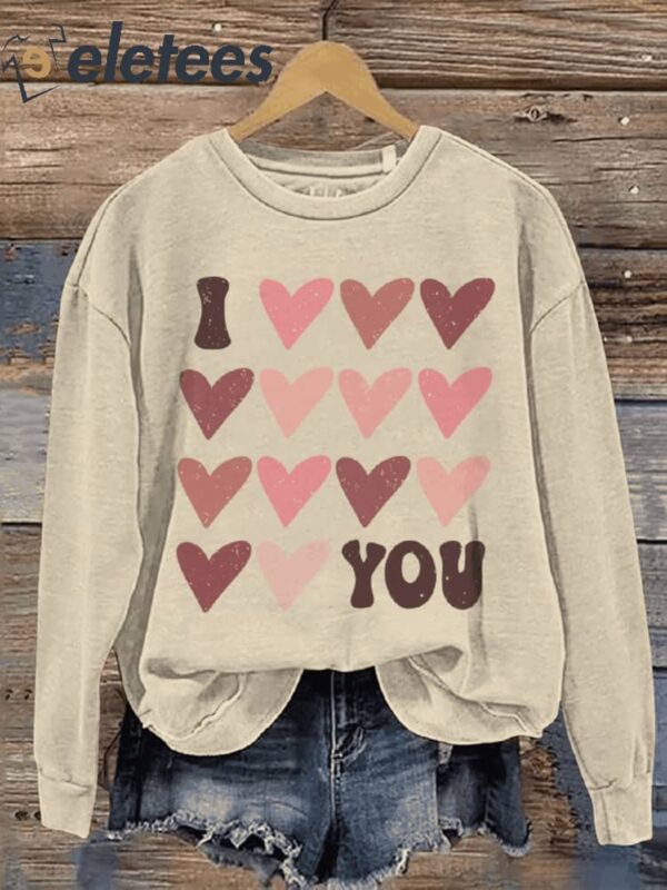 I Love You Valentine’s Day Casual Print Sweatshirt
