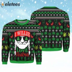 I Willie Love Christmas Willie Bond Weed Ugly Christmas Sweater 3