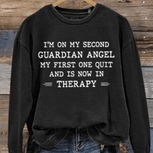 Im On My Second Guardian Angel Art Print Pattern Casual Sweatshirt