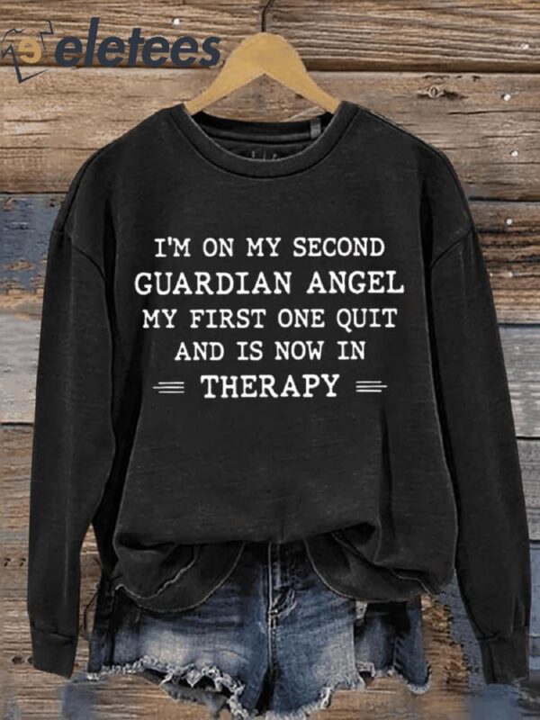 I’m On My Second Guardian Angel Art Print Pattern Casual Sweatshirt
