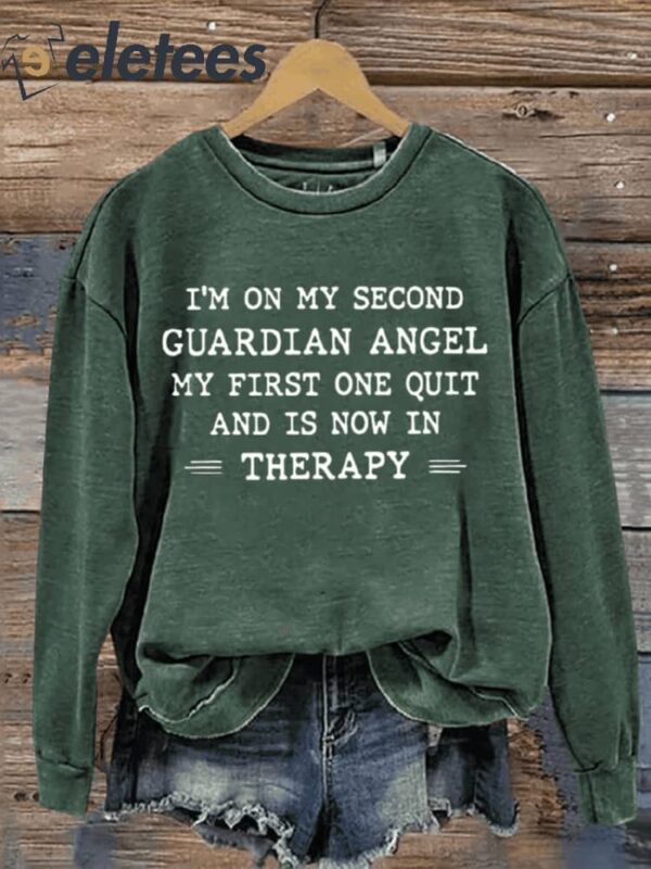 I’m On My Second Guardian Angel Art Print Pattern Casual Sweatshirt