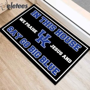 In This House We Praise Jesus and Say Go Big Blue Doormat2