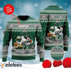 Jets Donald Duck Mickey Mouse Goofy Personalized Knitted Ugly Christmas Sweater