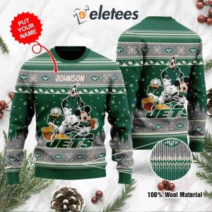 Jets Donald Duck Mickey Mouse Goofy Personalized Knitted Ugly Christmas Sweater1