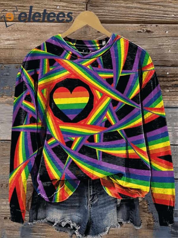 LGBT Heart Print Casual Sweatshirt