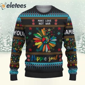 Make Love Not War Hippie Soul Custom Name 3D Christmas Sweatshirt 3