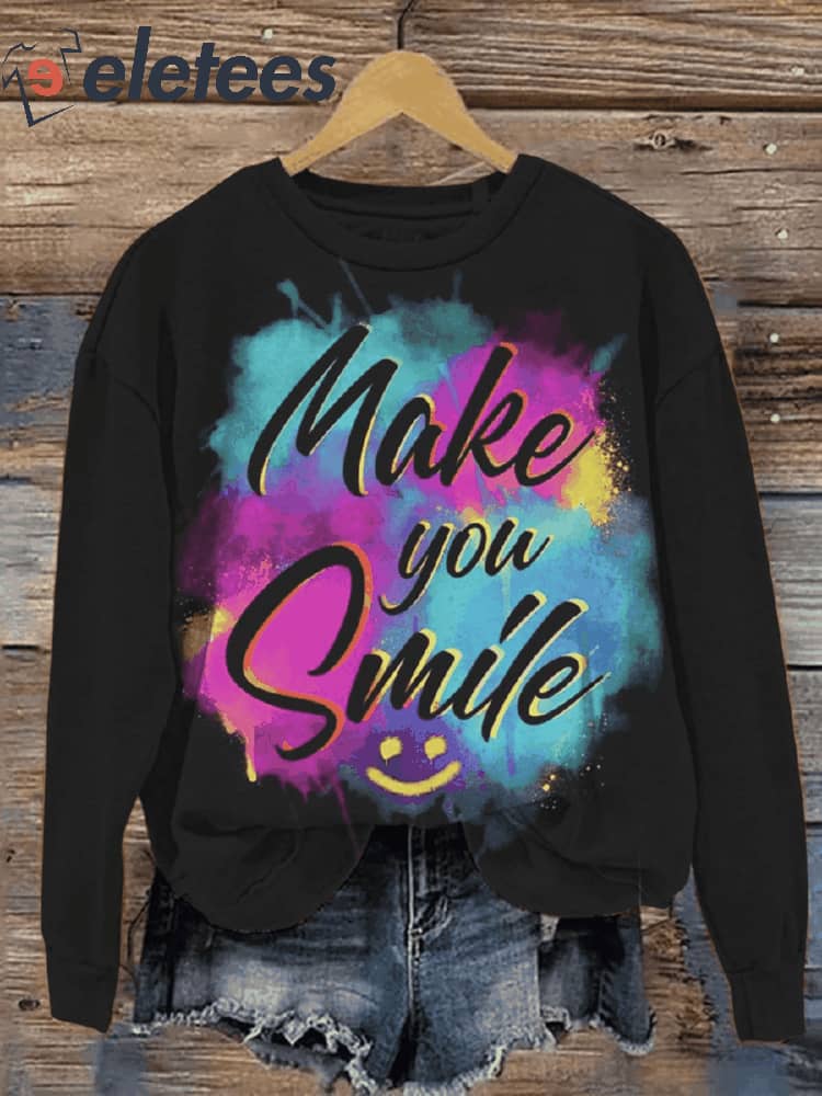 Make You Smile Art Print Pattern Casual Sweatshirt