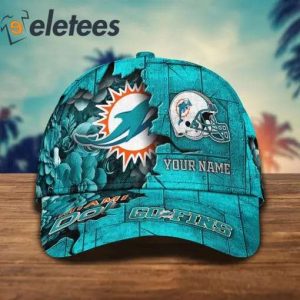 Miami Dolphins Fo Fins Custom Name 3D Cap