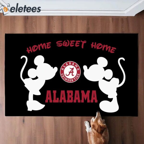 Mickey and Minnie Mouse Kissing Alabama Football Funny Doormat Decor Sweet Home