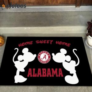 Mickey and Minnie Mouse Kissing Alabama Crimson Tide Funny Doormat Decor Sweet Home1