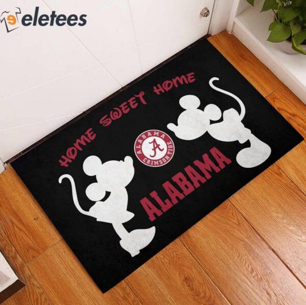 Mickey and Minnie Mouse Kissing Alabama Football Funny Doormat Decor Sweet Home