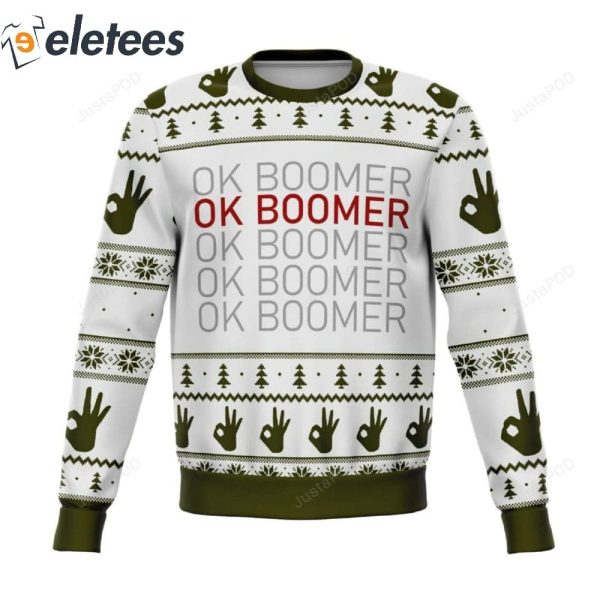 Ok Boomer Knitted Ugly Christmas Sweater