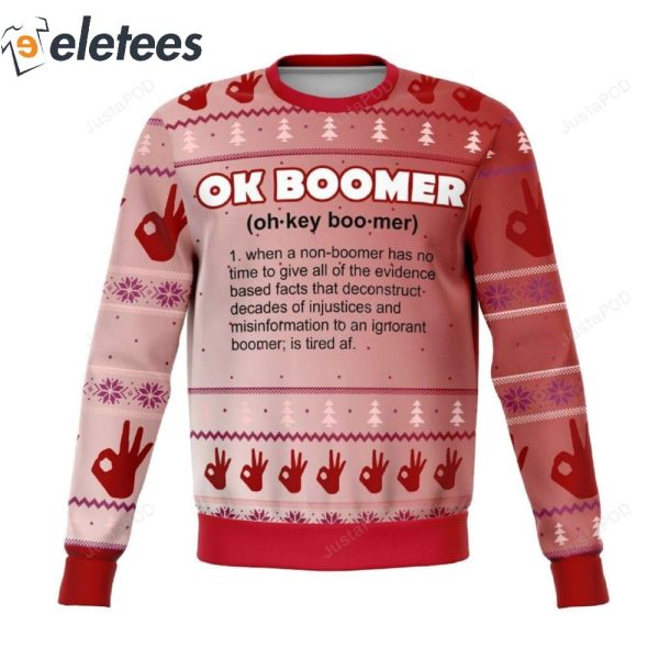 Ok Boomer Mean Knitted Ugly Christmas Sweater