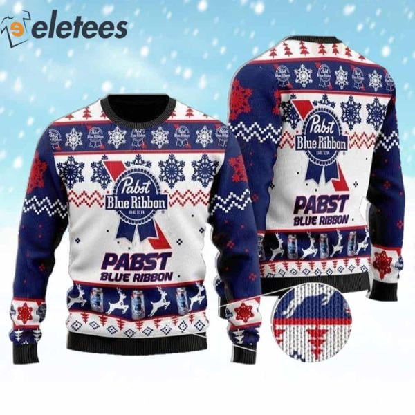 Pabst Blue Ribbon Christmas Ugly Sweater