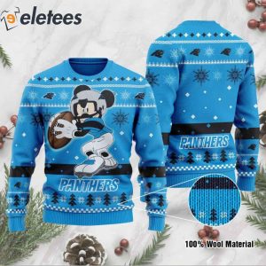 Panthers Mickey Mouse Funny Knitted Ugly Christmas Sweater1