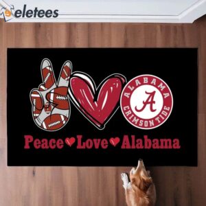 Peace Love Alabama Football Doormat