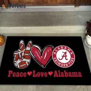 Peace Love Alabama Crimson Tide Doormat1