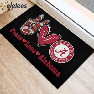 Peace Love Alabama Crimson Tide Doormat2