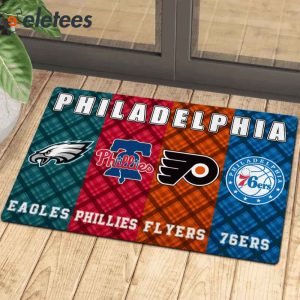 Philadelphia Sport Teams Eagles Phillies Flyers 76ers Doormat1