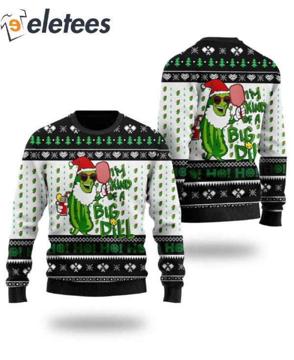 Pickleball Symol I’m Kind Of A Big Dill Noel Pattern For Sport Lovers Knitted Ugly Christmas Sweater