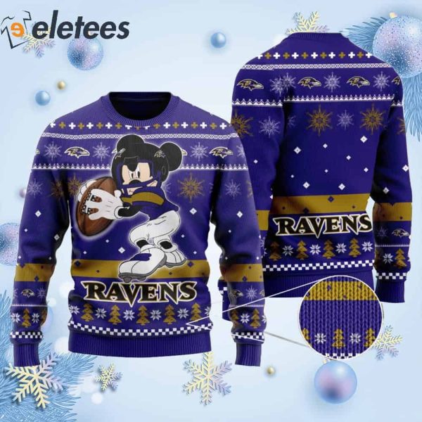 Ravens Mickey Mouse Funny Knitted Ugly Christmas Sweater