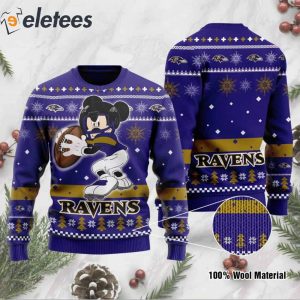 Ravens Mickey Mouse Funny Knitted Ugly Christmas Sweater1