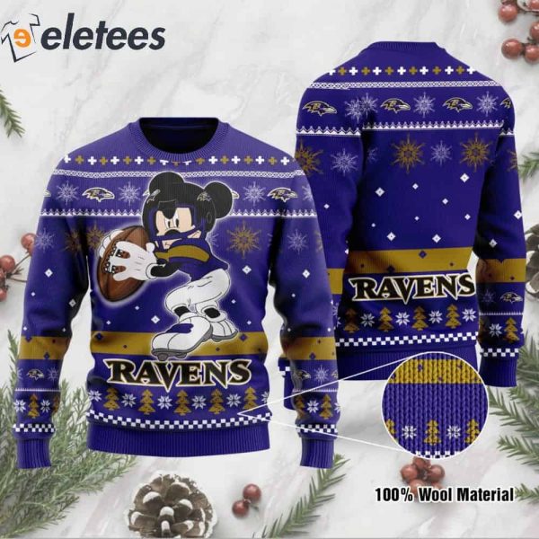 Ravens Mickey Mouse Funny Knitted Ugly Christmas Sweater