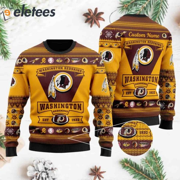 Redskins Football Team Logo Personalized Knitted Ugly Christmas Sweater