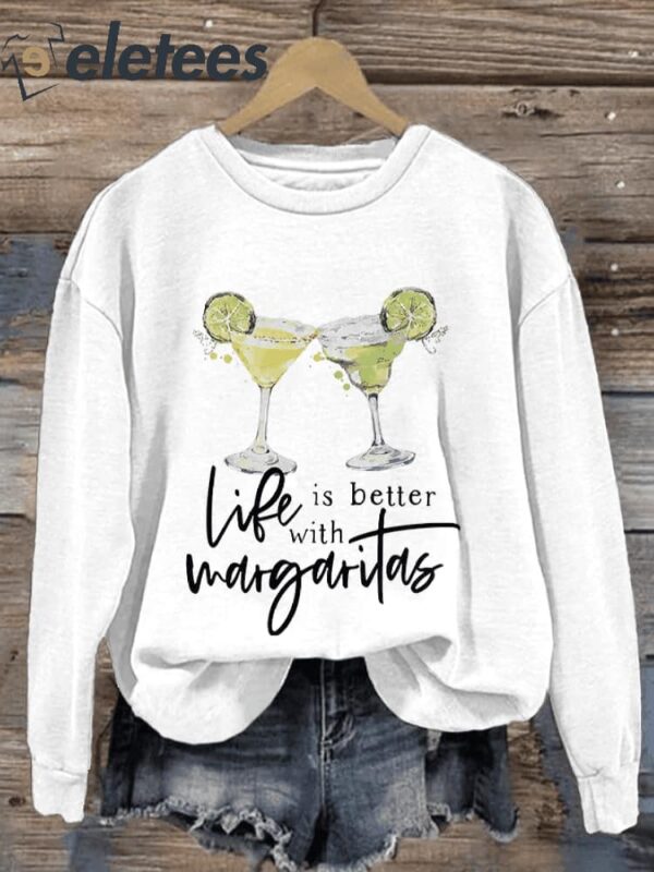 Retro Life Is Better With Margaritas Print Sweatshirt