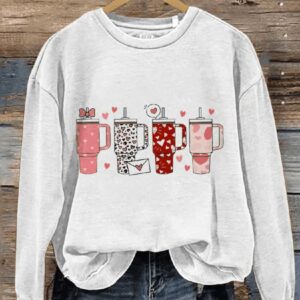 Retro Obsessive Cup Disorder Candy Heart Tumbler Inspired Valentines Day Casual Print Sweatshirt1