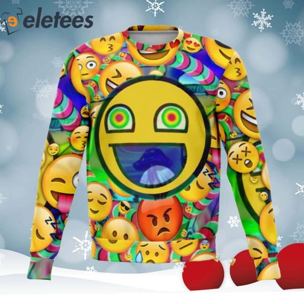 Rolling Emojis Knitted Ugly Christmas Sweater