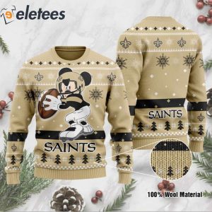 Saints Mickey Mouse Funny Knitted Ugly Christmas Sweater1