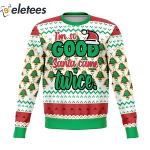 Santa Came Twice This Year Knitted Ugly Christmas Sweater1