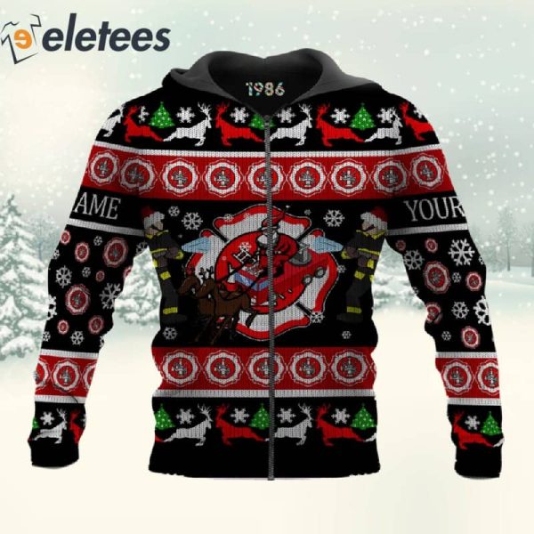 Santa Claus Firefighter Christmas Custom Name 3D All Over Print Sweatshirt
