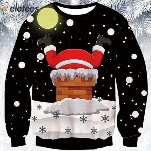 Santa Claus Stuck In Chimney Ugly Christmas Sweater