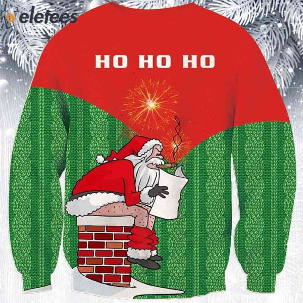 Santa Pooping Chimney Ho Ho Ho Ugly Christmas Sweater