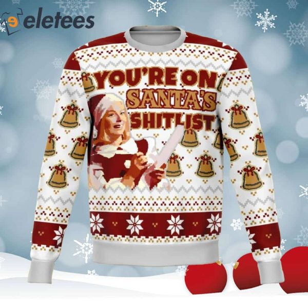 Santa Sht List Dank Knitted Ugly Christmas Sweater