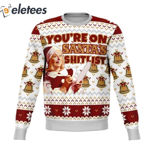 Santa Sht List Dank Knitted Ugly Christmas Sweater