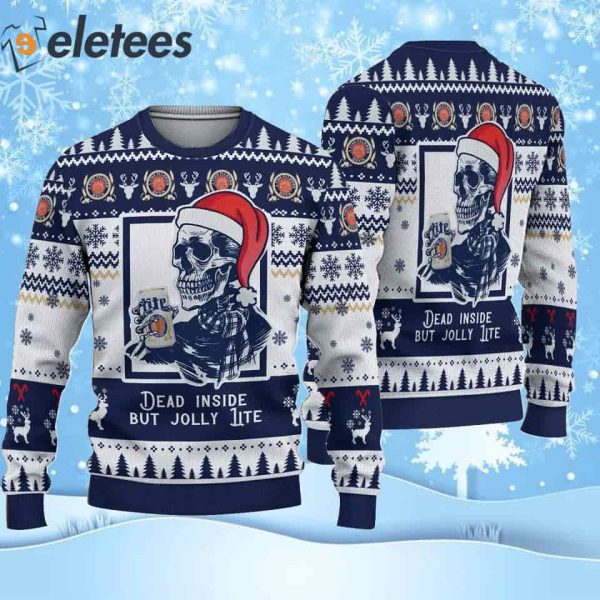 Santa Skeleton Dead Inside But Jolly Lite Ugly Christmas Sweater