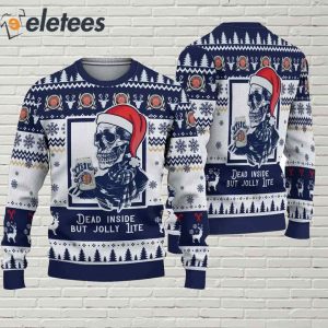 Santa Skeleton Dead Inside But Jolly Lite Ugly Christmas Sweater 2
