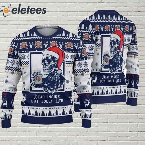 Santa Skeleton Dead Inside But Jolly Lite Ugly Christmas Sweater