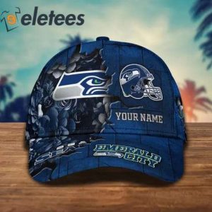 Seahawks Emerald City Custom Name 3D Cap
