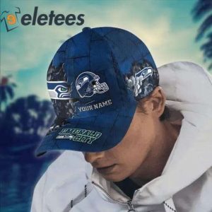 Seahawks Emerald City Custom Name 3D Cap1
