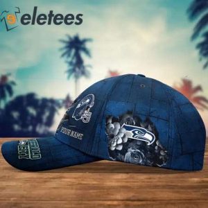 Seahawks Emerald City Custom Name 3D Cap3