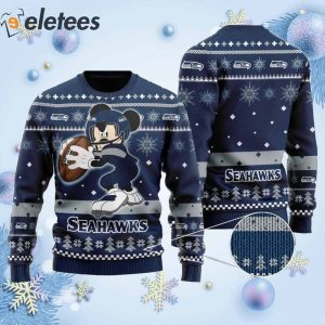 Seahawks Mickey Mouse Funny Knitted Ugly Christmas Sweater