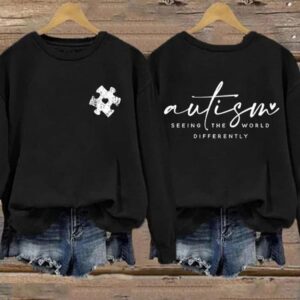 Seeing The World Differently Autism Awareness Art Print Pattern Casual Sweatshirt