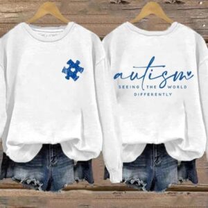 Seeing The World Differently Autism Awareness Art Print Pattern Casual Sweatshirt1